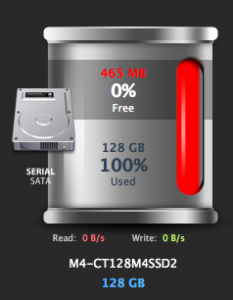 SSDの空き領域が500MB切った